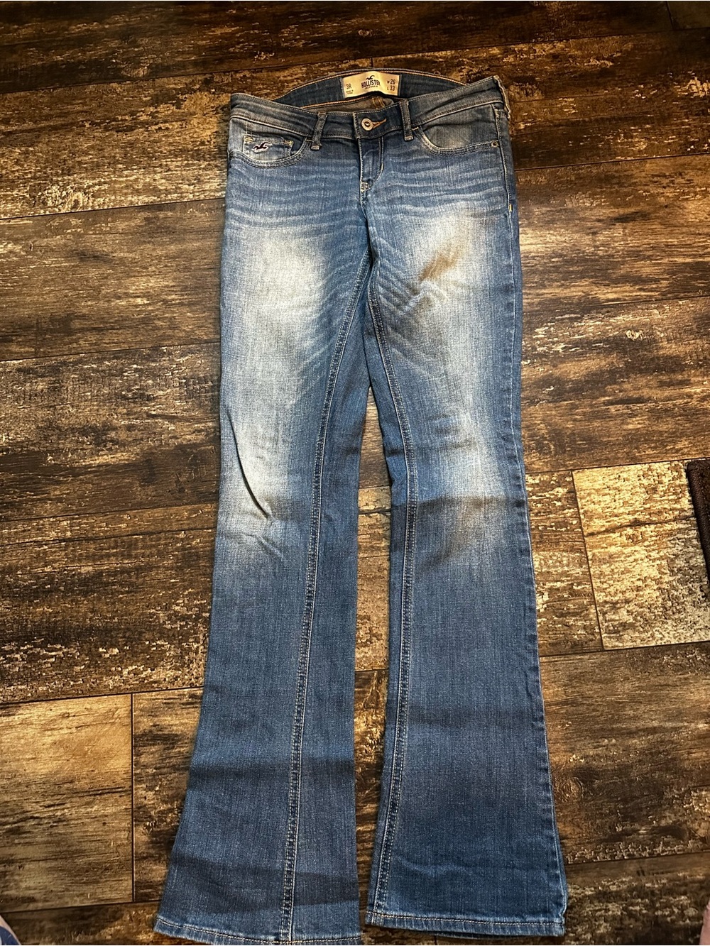 Hollister Blue Flare Jeans - Washed Mid Blue